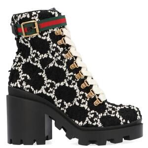 GUCCI Trip GG logo wool heeled ankle boots
